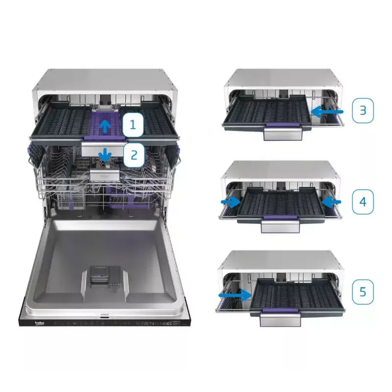Máquina de lavar loiça independente BEKO DEN48530X, 15 conjuntos de louça, 8 programas, 44 dB, 598×850×600 mm