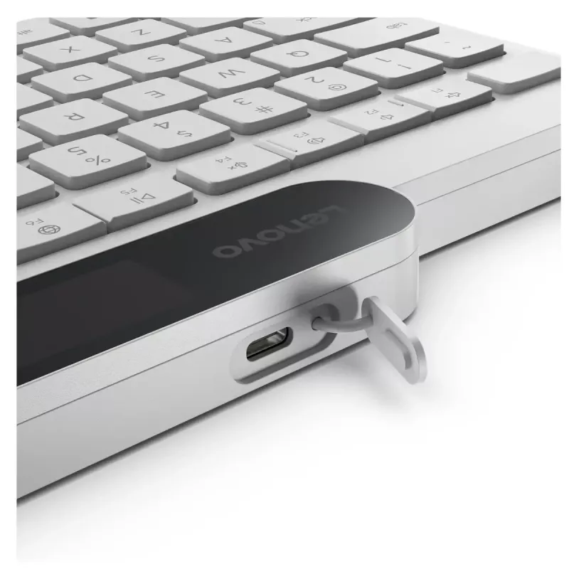 Teclado Bluetooth sem fios Lenovo 800 — layout inglês dos EUA, auto-carregável, branco