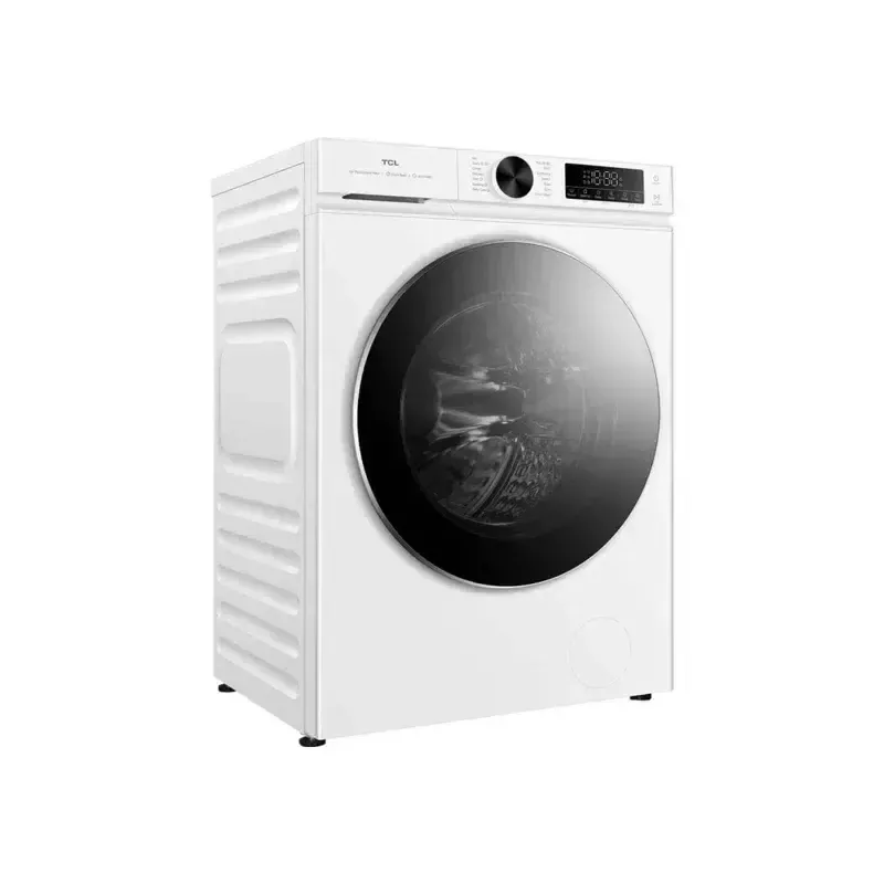 Máquina de lavar roupa TCL FP0944WA0 — carga frontal, 9 kg, 1400 rpm, classe A, visor LED, vapor, 60×56×85 cm, branco
