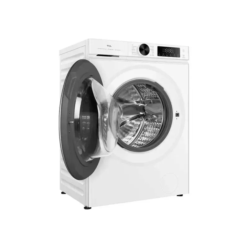 Máquina de lavar roupa TCL FP0944WA0 — carga frontal, 9 kg, 1400 rpm, classe A, visor LED, vapor, 60×56×85 cm, branco