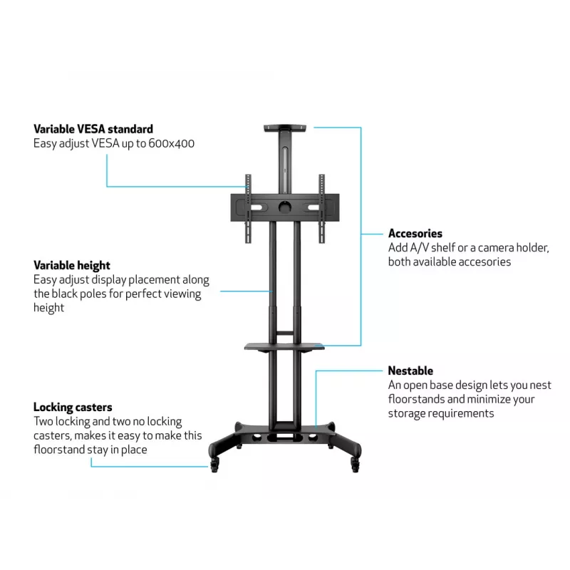 Multibrackets M Public Floorstand Basic 150 incl. prateleira e suporte para câmara
