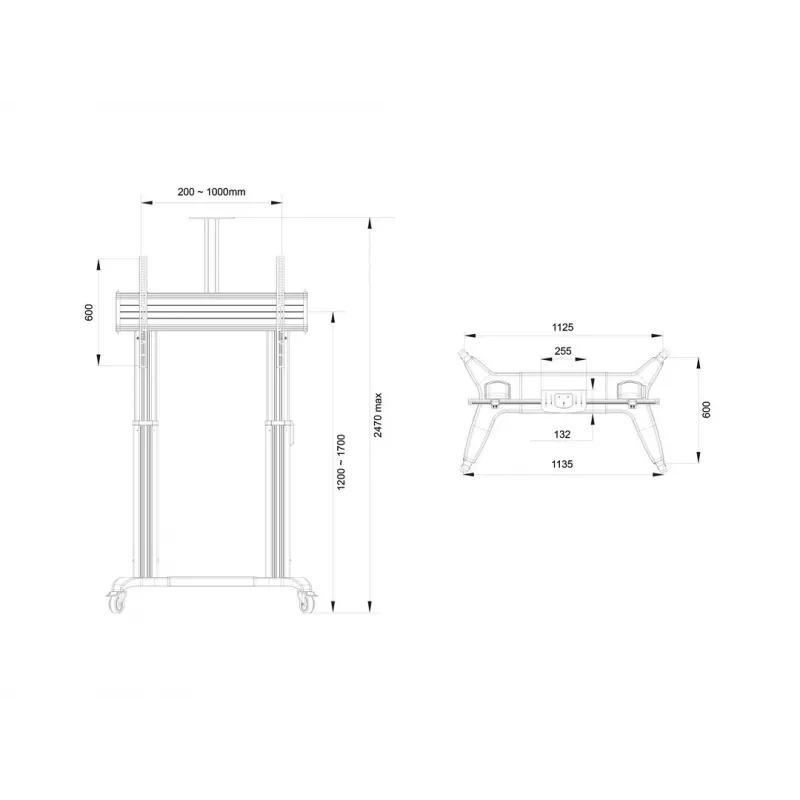 Multibrackets M suporte de chão público motorizado coluna dupla 180 HD