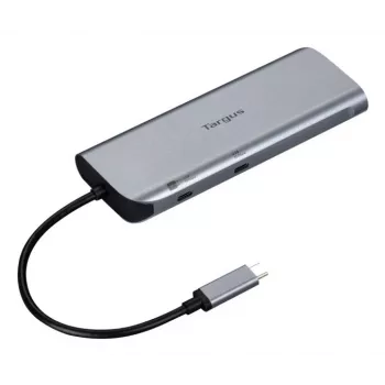 Targus Dock móvel de vídeo duplo com 140W EPR Pass-Thru, com fios, USB 3.2 Gen 2 (3.1 Gen 2) Type-C, 140 W, 1000 Mbit/s, cinzento, 10 Gbit/s