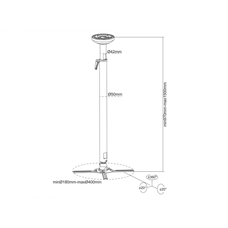 Suporte de teto Multibrackets M Universal – suporte de teto para projetor – branco