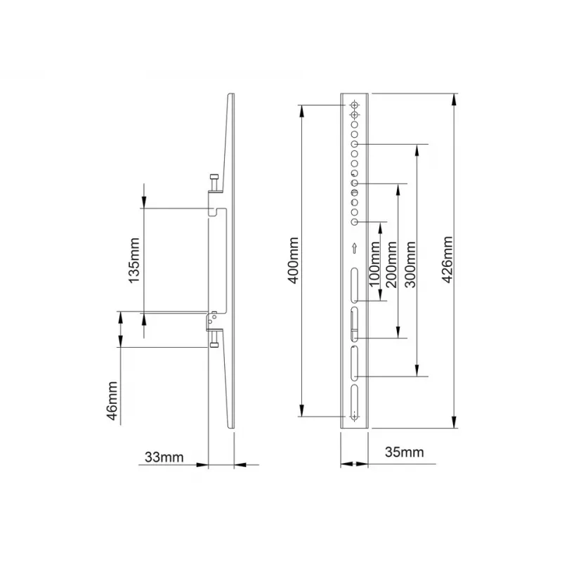 Braço de montagem para ecrã plano Multibrackets M Pro Series Fixed Arms 400 mm