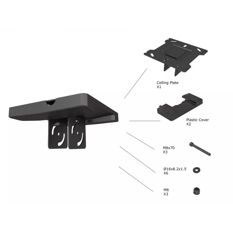 Placa de teto Multibrackets M Pro Series Preto Plástico Aço 165 mm