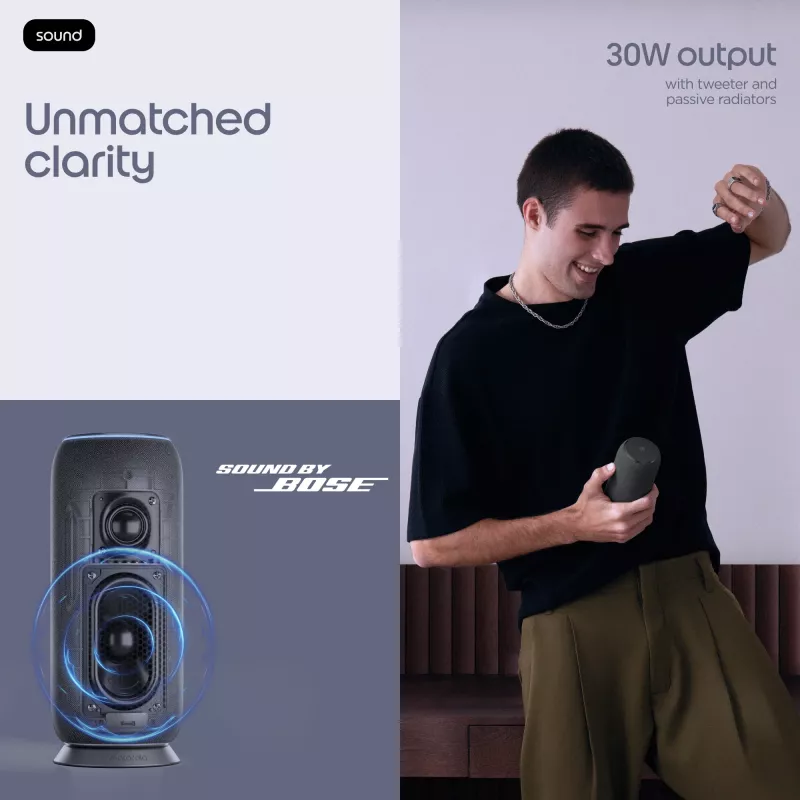 Altifalante portátil mono Motorola moto sound flow Carbon – 30 W RMS, USB-C, sem fios, caixa em tecido