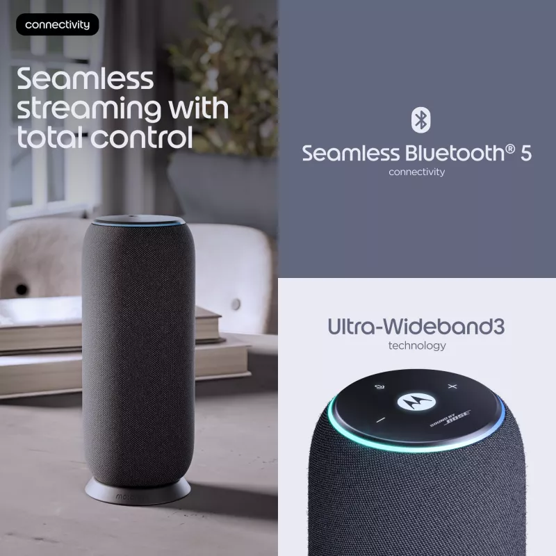 Altifalante portátil mono Motorola moto sound flow Carbon – 30 W RMS, USB-C, sem fios, caixa em tecido