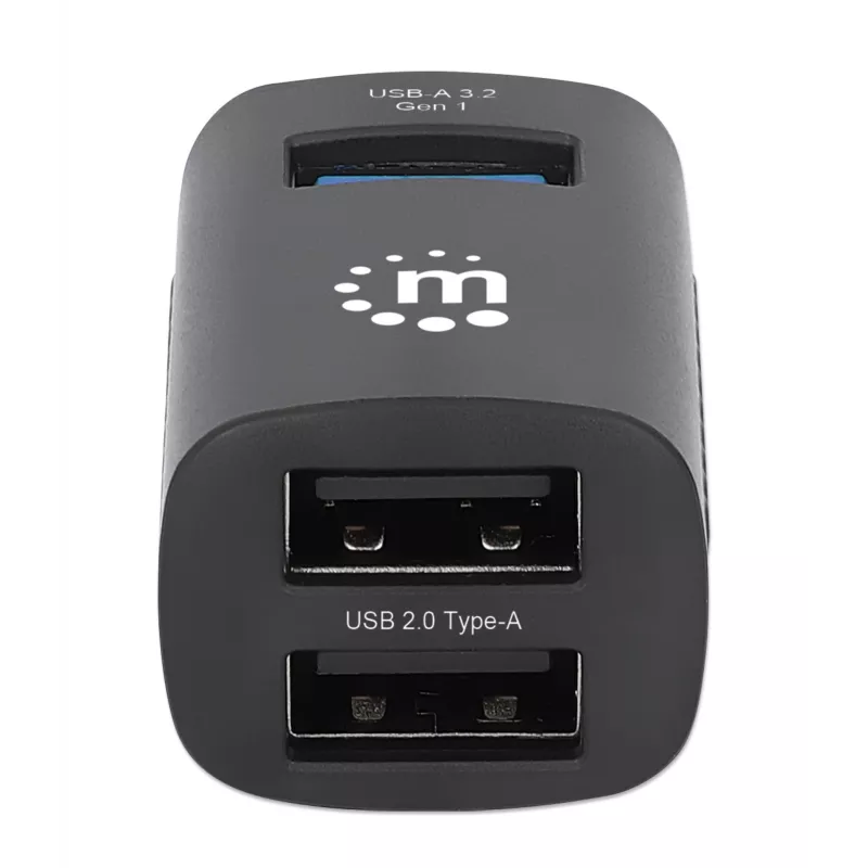 Hub USB-C 3 portas Manhattan, ULTRA COMPACTO, 3 portas USB-A (1x 5 Gbps USB 3.2 Gen1 aka USB 3.0, 3 x 480 Mbps USB 2.0), alimentado por USB (não requer fonte de alimentação externa)