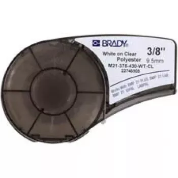 Etiqueta autoadesiva para impressora Brady 139748, poliéster, 6,4 m × 0,953 mm, preto sobre branco