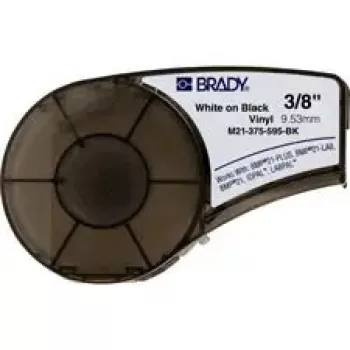 Etiqueta de vinil autoadesiva para impressora Brady M21-375-595-BK, preta, MPN M21-375-595-BK