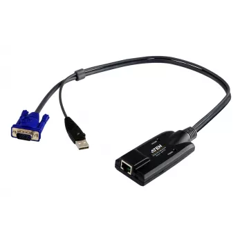 Cabo adaptador KVM ATEN USB - VGA para Cat5e/6 (módulo CPU), USB, USB, VGA, preto, azul, metálico, RJ-45, 1 x RJ-45