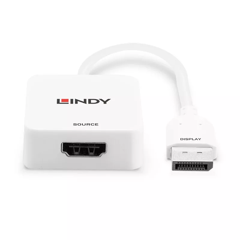 Conversor Lindy HDMI 18G para DisplayPort 1.2, 0,095 m, HDMI Type-A (standard), DisplayPort, conector fêmea, conector macho, reto