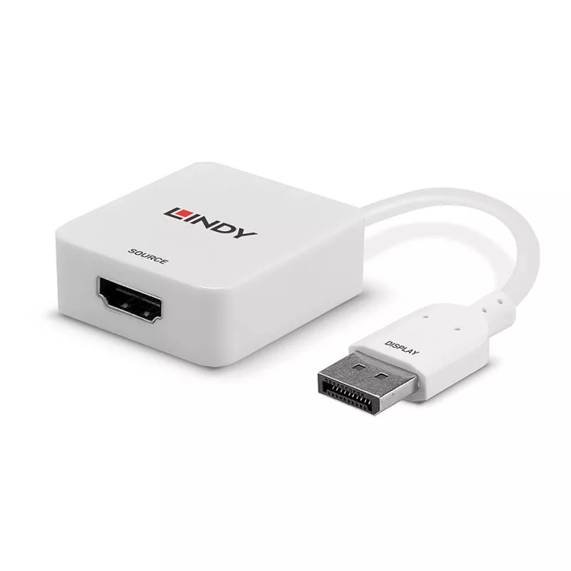 Conversor Lindy HDMI 18G para DisplayPort 1.2, 0,095 m, HDMI Type-A (standard), DisplayPort, conector fêmea, conector macho, reto