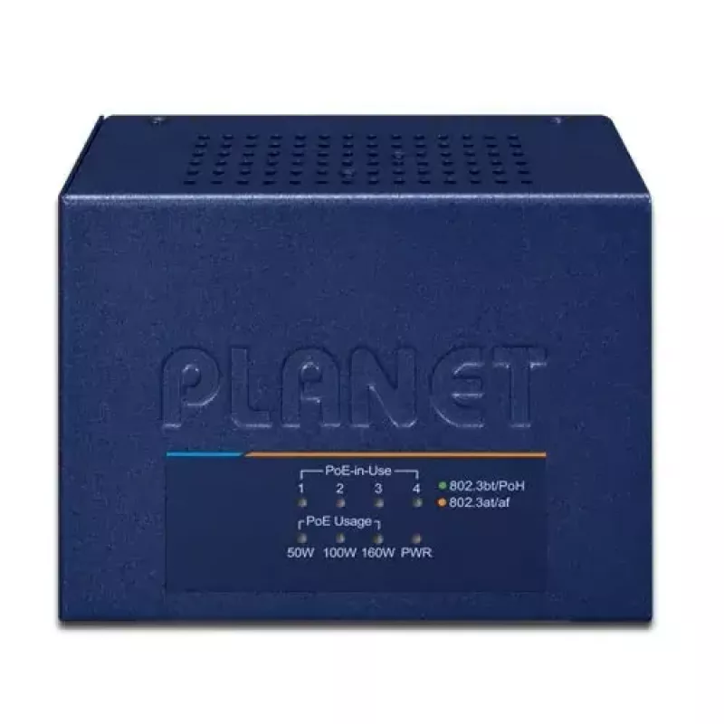 PLANET UPOE-400 hub injetor PoE 802.3bt Multi-Gigabit de 4 portas