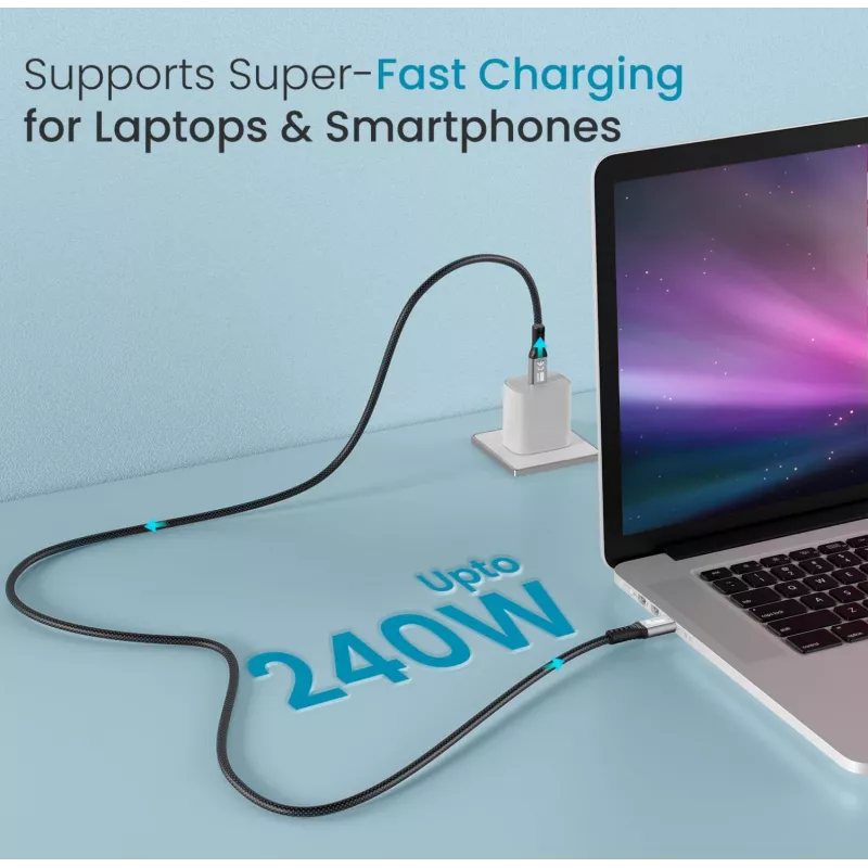 Cabo USB-C para USB-C EQUIP 1,0 m — USB 3.2 Gen 2x2, 20 Gbit/s, PD 240 W, 4K/60 Hz, preto