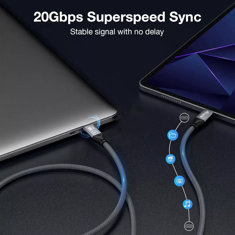 Cabo USB-C para USB-C EQUIP 2,0 m — USB 3.2 Gen 2x2, 20 Gbps, PD 240W, 4K/60Hz, preto