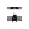 Adaptador USB-C OTG 2-em-1 EQUIP 133479 — 100W PD, 10Gbit/s, 1x USB-C para 2x USB-C, cinzento