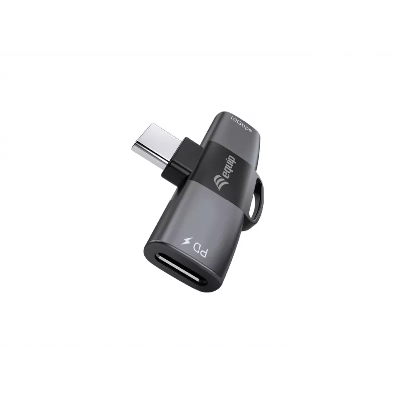 Adaptador USB-C OTG 2-em-1 EQUIP 133479 — 100W PD, 10Gbit/s, 1x USB-C para 2x USB-C, cinzento