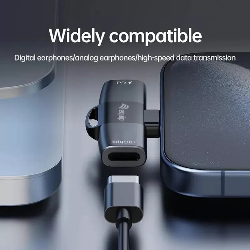 Adaptador USB-C OTG 2-em-1 EQUIP 133479 — 100W PD, 10Gbit/s, 1x USB-C para 2x USB-C, cinzento