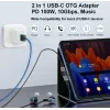 Adaptador USB-C OTG 2-em-1 EQUIP 133479 — 100W PD, 10Gbit/s, 1x USB-C para 2x USB-C, cinzento