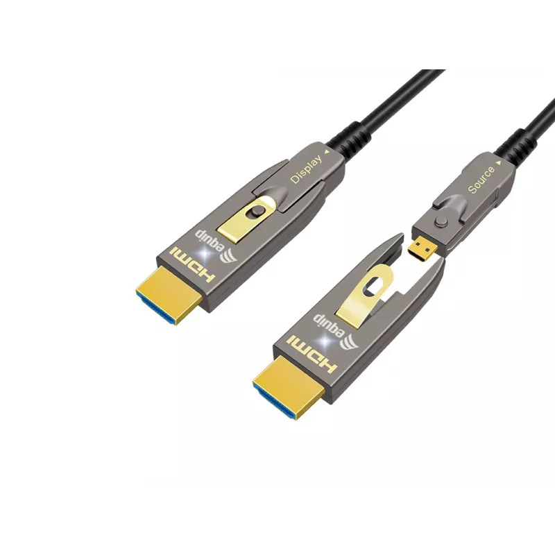 Cabo ótico ativo HDMI 2.1 EQUIP, fichas Type-D e A removíveis, 20 m, 48 Gbit/s, 8K/60 Hz