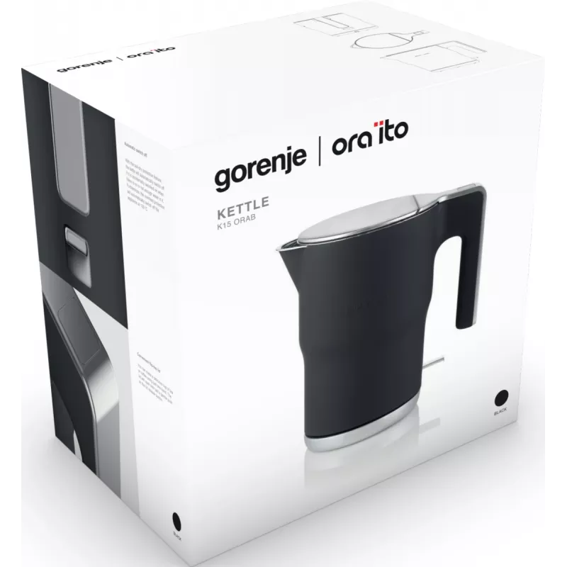 Gorenje K15ORAB Chaleira elétrica, 1,5 l, 2400 W, Preto