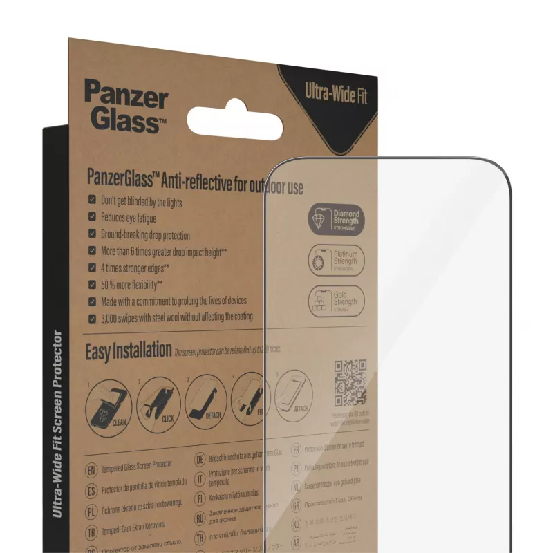 Película protetora de ecrã PanzerGlass® Anti-Reflective iPhone 14 Pro | Ultra-Wide Fit com EasyAligner