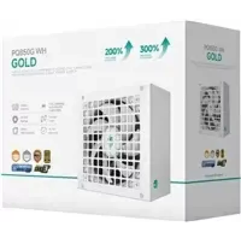 Fonte de alimentação DeepCool GAMERSTORM PQ850G WH 850W, ventoinha de 120mm, totalmente modular, 80+ Gold, ATX 3.1, branco