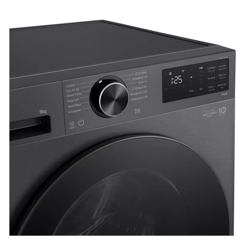 Máquina de lavar roupa LG F2X50S9TBB de carregamento frontal 9 kg 1170 rpm preta