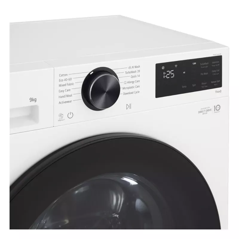 Máquina de lavar e secar roupa LG F2X50S9TWB, carregamento frontal, 9 kg, 1170 rpm, classe A, 600×535×850 mm, branca
