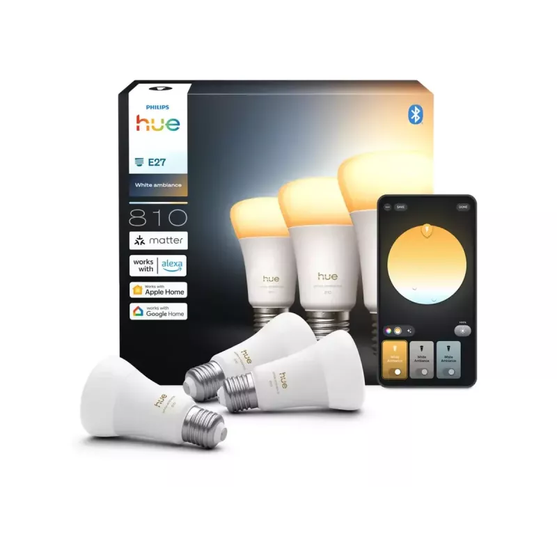 Philips Hue WA 810 A60 3P EU | E27 | 6 W | luz de branco quente a branco frio | Bluetooth, Zigbee