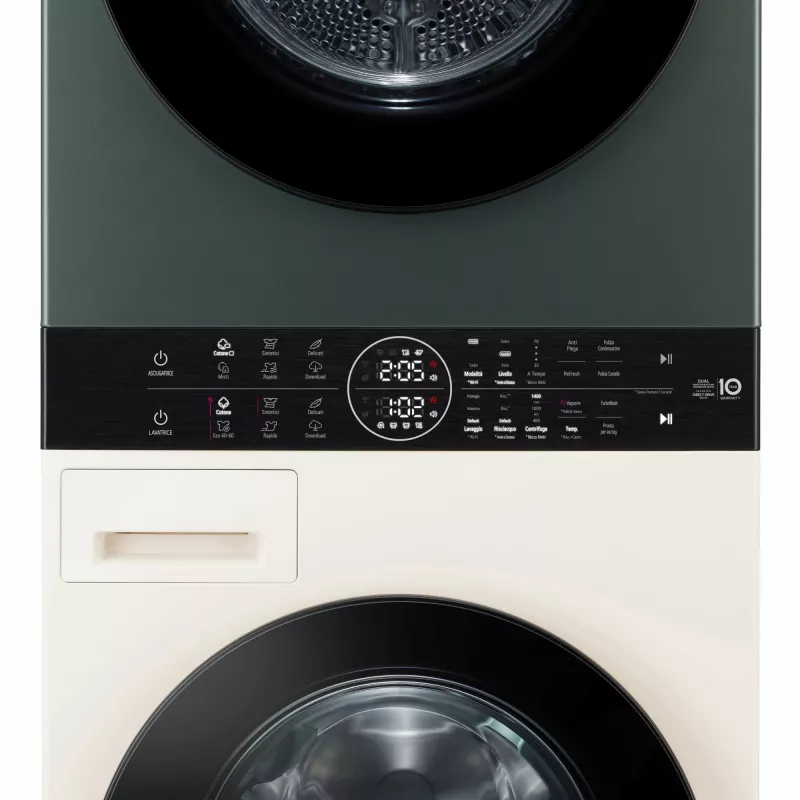 Máquina de lavar e secar roupa LG WT1210EGF de instalação livre carregamento frontal, 22 kg, 1400 rpm, verde/branca