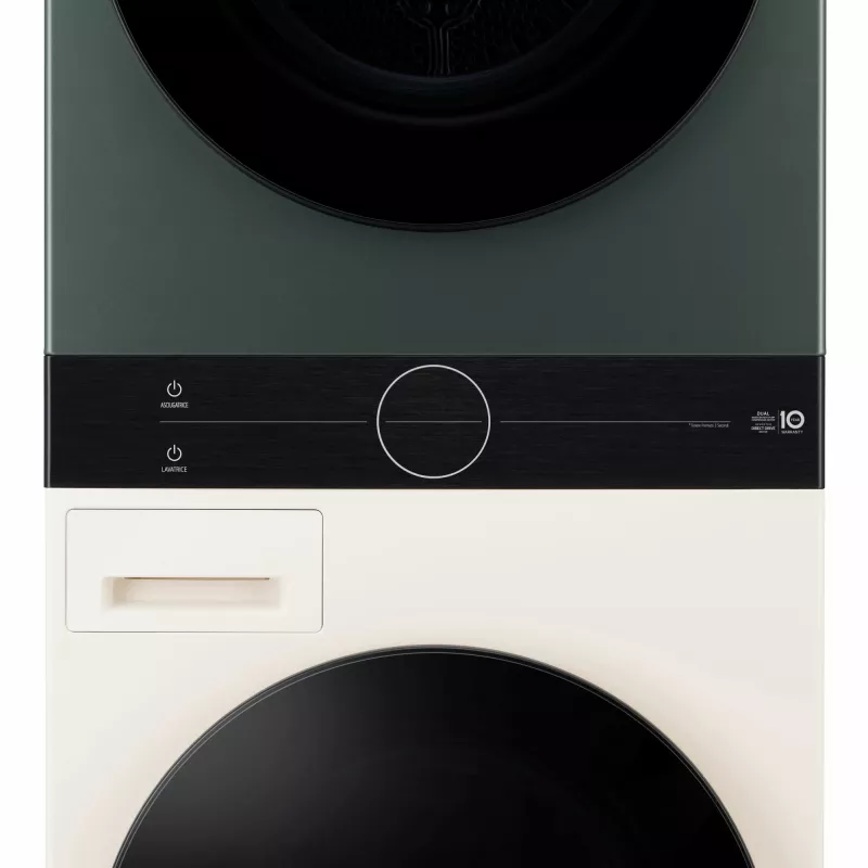 Máquina de lavar e secar roupa LG WT1210EGF de instalação livre carregamento frontal, 22 kg, 1400 rpm, verde/branca