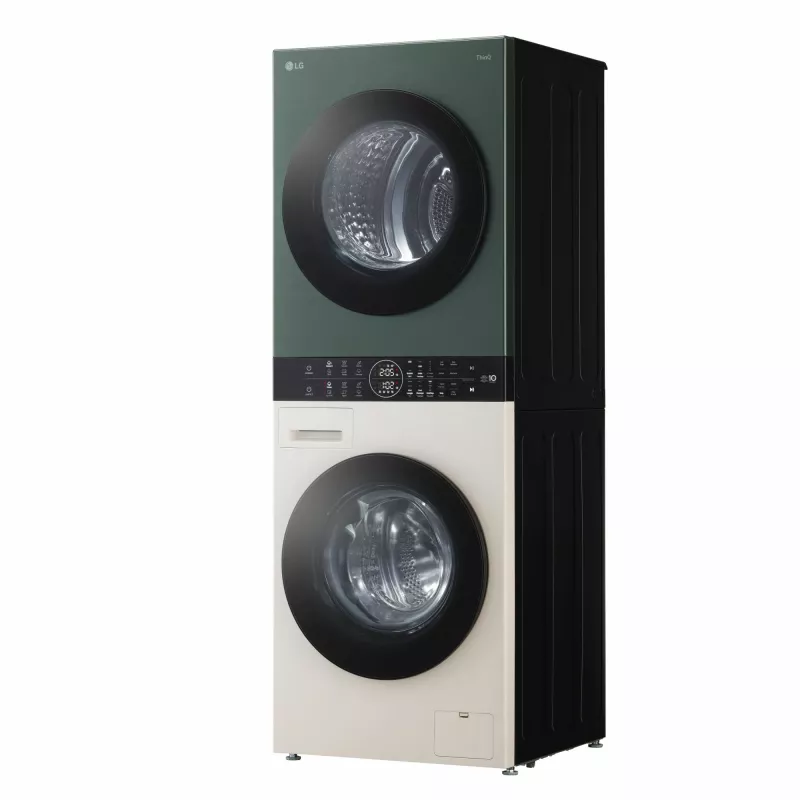 Máquina de lavar e secar roupa LG WT1210EGF de instalação livre carregamento frontal, 22 kg, 1400 rpm, verde/branca