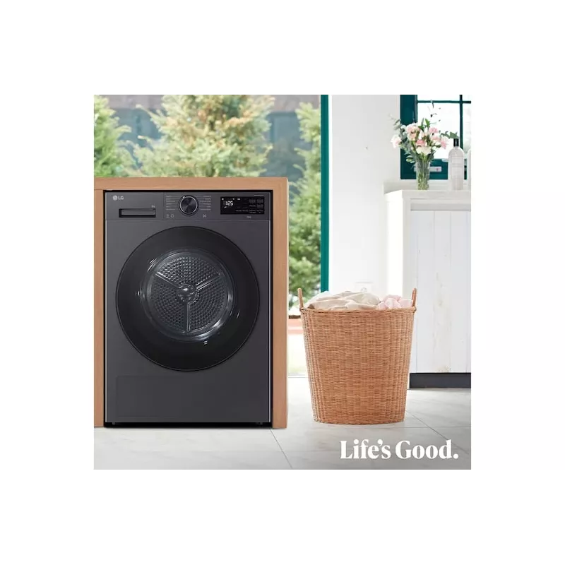 Máquina de secar roupa LG RHX5009TBB de instalação livre carregamento frontal 9 kg grafite