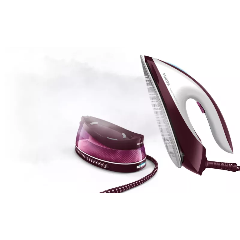 Central de engomar a vapor Philips GC7842/40 2400 W 1,5 L base SteamGlide Plus roxa, branca