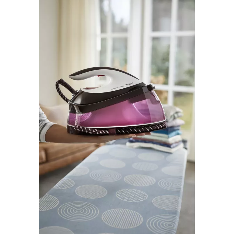 Central de engomar a vapor Philips GC7842/40 2400 W 1,5 L base SteamGlide Plus roxa, branca