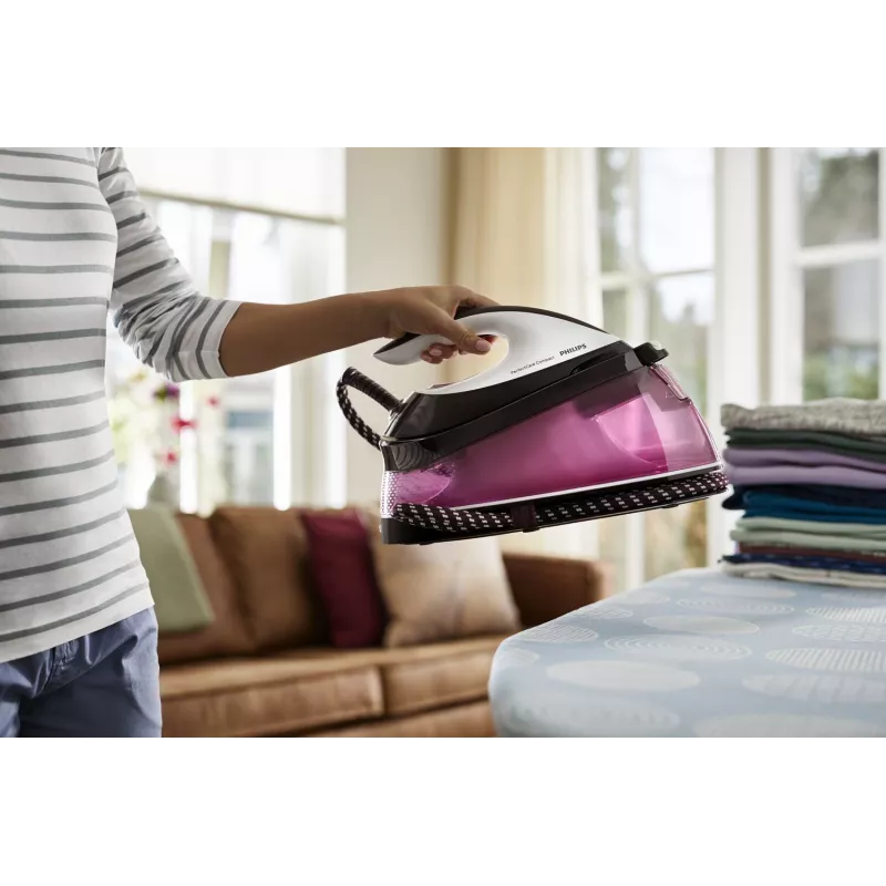Central de engomar a vapor Philips GC7842/40 2400 W 1,5 L base SteamGlide Plus roxa, branca