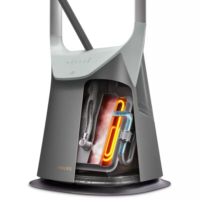 Ferro de engomar vertical Philips série 8000 GC628/80, 2 L, 2400 W, Cinzento