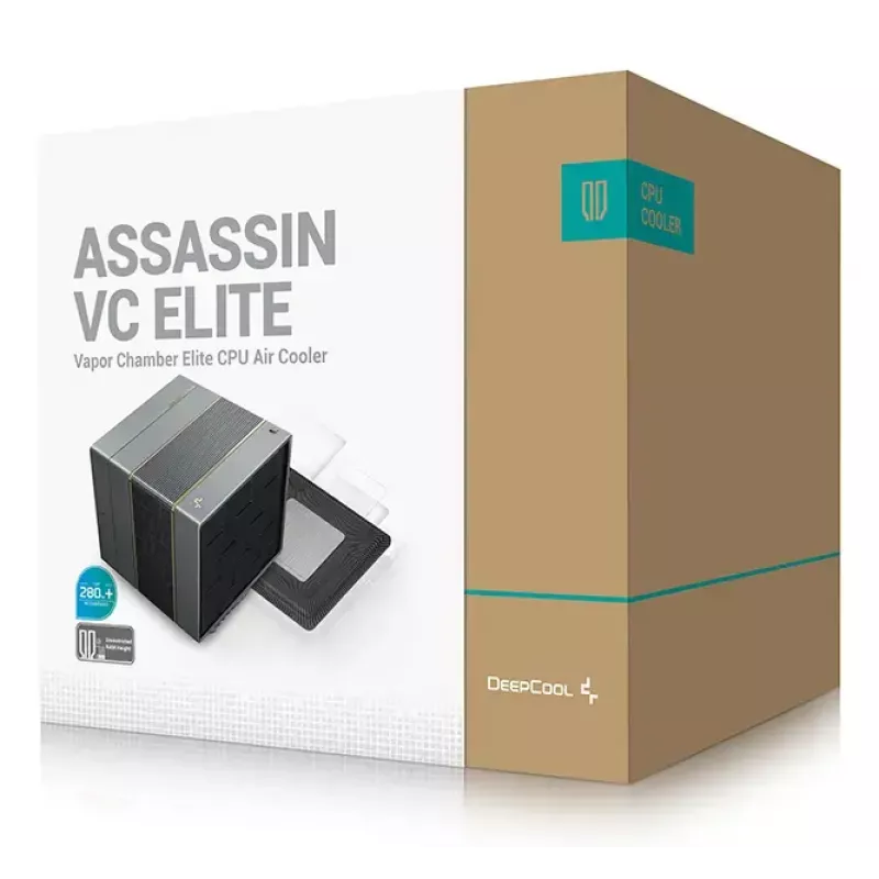 Arrefecedor de CPU a ar DeepCool ASSASSIN VC ELITE, ventoinha de 120/140 mm, FDB, 147×144×164 mm, preto