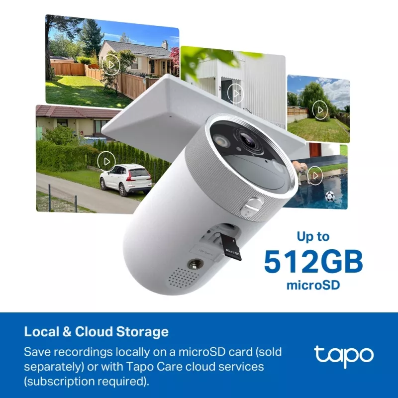 Câmara de segurança solar com IA melhorada TP-Link Tapo Ultra, sem fios, Bullet, Wi-Fi, exterior, 850 nm, 512 GB