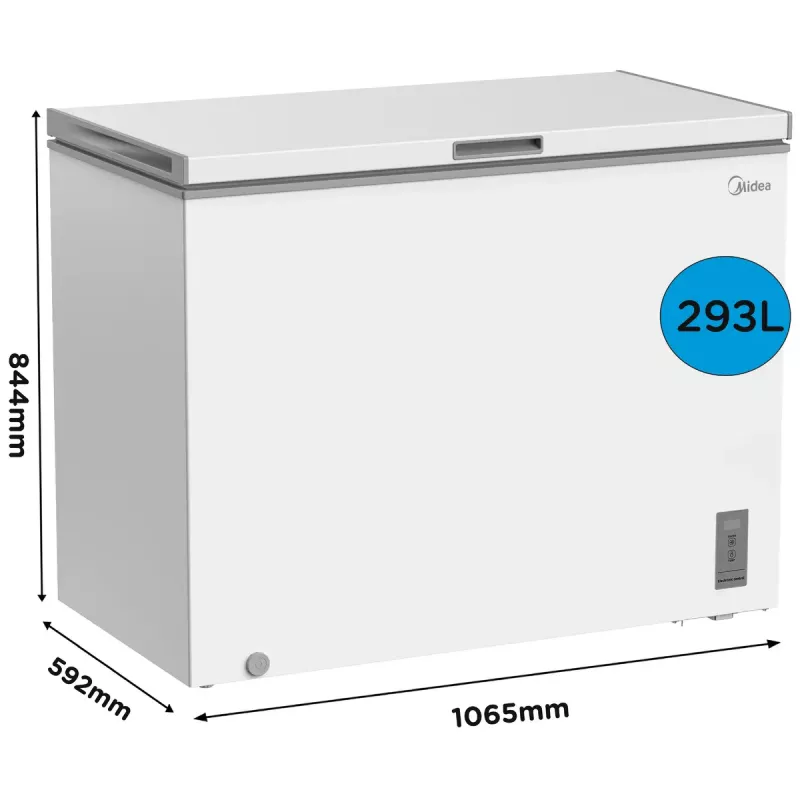 Arca congeladora Midea MDRC411FZE01 — independente, 293 L de capacidade, classe de eficiência energética E, 14 kg/24h de capacidade de congelação, branco