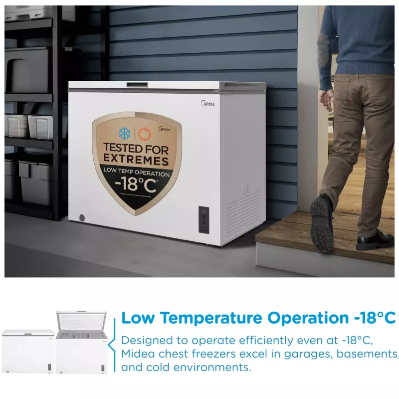 Arca congeladora Midea MDRC411FZE01 — independente, 293 L de capacidade, classe de eficiência energética E, 14 kg/24h de capacidade de congelação, branco