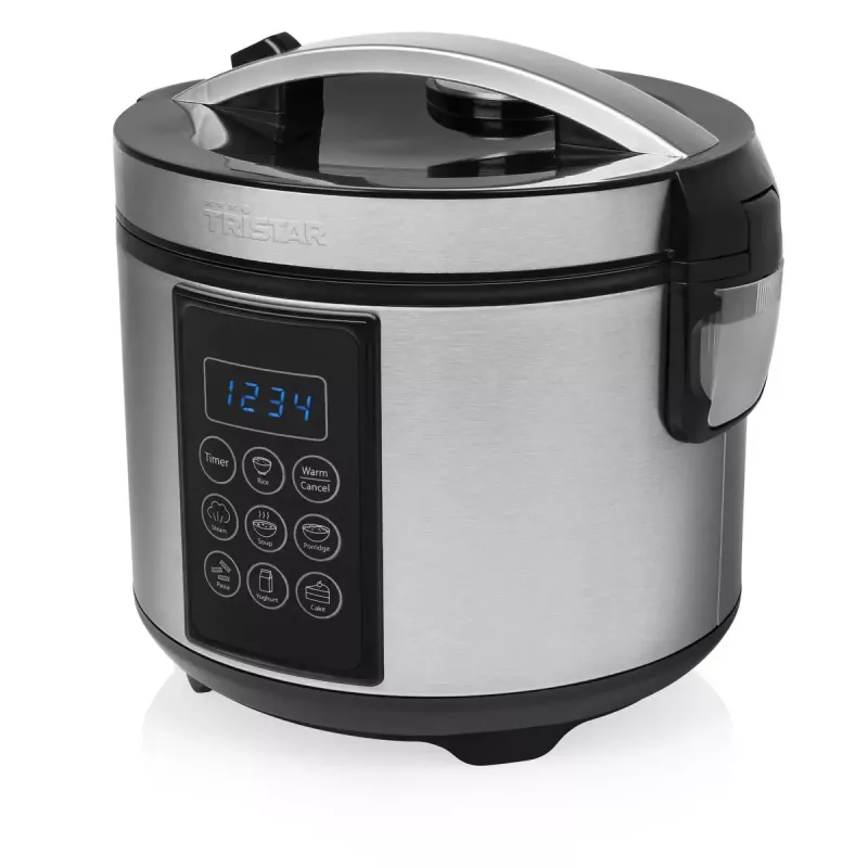 Panela elétrica Tristar RK-6132 — 1,5 L, 500 W, 7 programas automáticos, LCD, aço inoxidável/preto