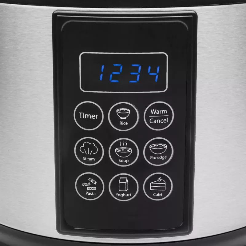Panela elétrica Tristar RK-6132 — 1,5 L, 500 W, 7 programas automáticos, LCD, aço inoxidável/preto