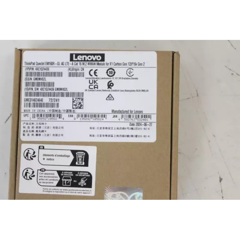 Módulo WWAN M.2 Lenovo ThinkPad Quectel EM160R-GL 4G LTE-A Cat 16 para X1 Carbon Gen 12 / P16v Gen 2 (42×30×2,3 mm)