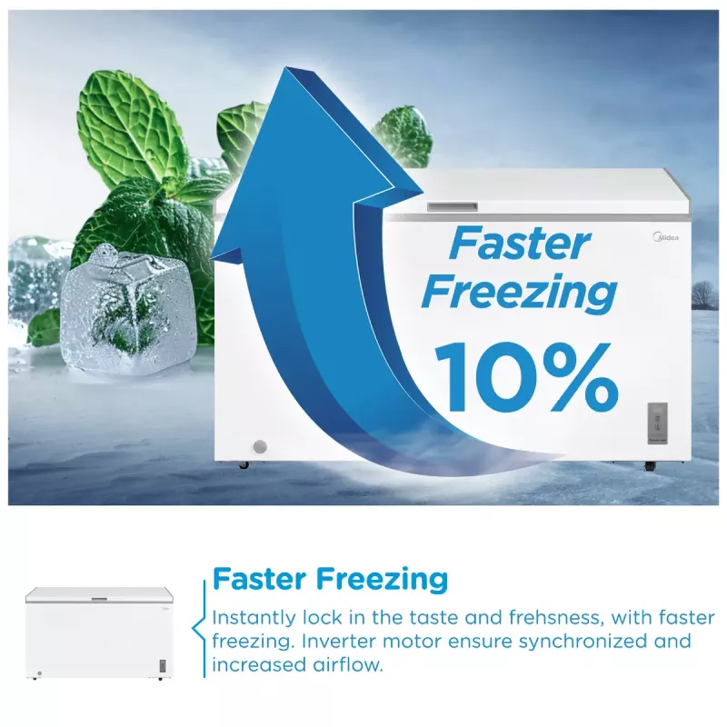 Arca congeladora Midea MDRC564FZE01 — independente, 418 l de capacidade útil, branco