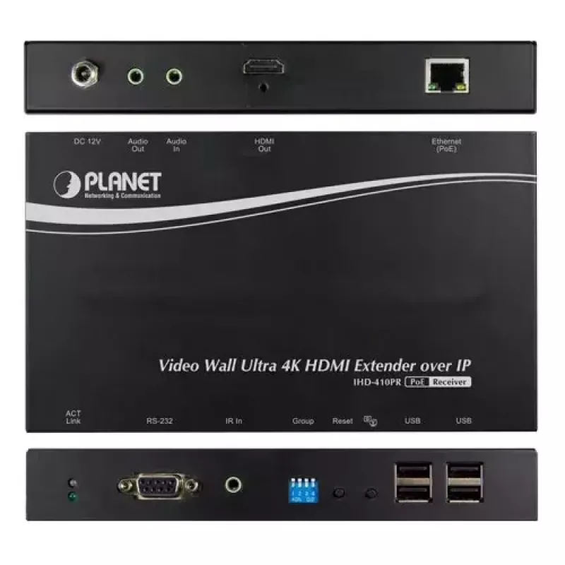 PLANET IHD-410PR recetor HDMI/USB Ultra 4K para videowall