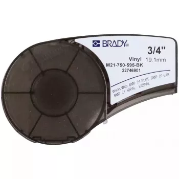 Etiqueta autoadesiva para impressora de etiquetas Brady M21-750-595-BK — vinil, preto, 1,91 cm x 6,4 m